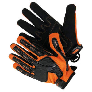 Mechanic Gloves - Black Synthetic Leather and Fluorescent Green - 33-8104