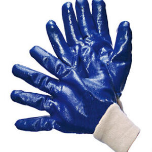 Smooth Finish Blue Nitrile Coated with Open Back Canvas Cuff Gloves - 96-6110