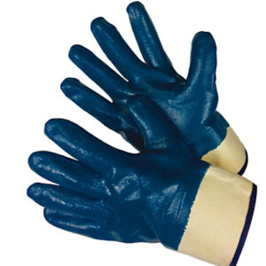 Smooth Finish Blue Nitrile Fully Coated Gloves with Canvas Cuff - 96-6110FP
